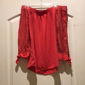 Off the shoulder top with detailed sleeve with tie